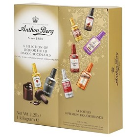 Anthon Berg Assortiment de coffrets cadeaux de chocolats noirs remplis de boissons alcoolisées paquet de 64 