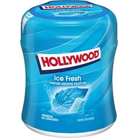 Hollywood Chewing Gum Ice Fresh - Parfum Menthe Fraîche - Sans Sucres avec Édulcorants - Lot de 6 boîtes de 60 dragées 87 g 