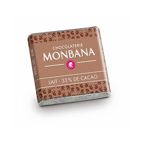 Monbana Lot de 200 carrés de chocolat au lait 33%