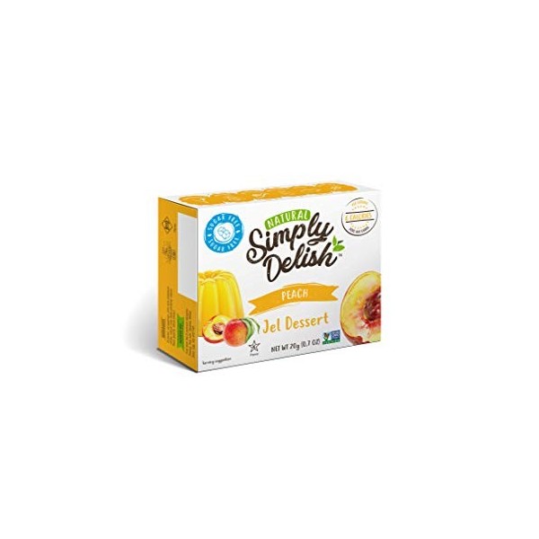 Simply Delish, Sugar-Free Natural Jelly Dessert - Vegan, Gluten and Fat-Free, Peach Flavour - Pack of 24, 20g Keto Friendly S
