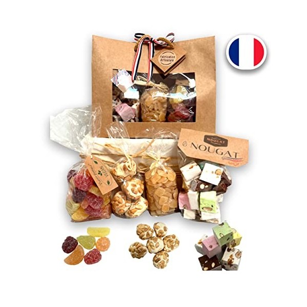 Panier de Bonbons et Nougats - Coffret Gourmand sucré Cadeau original à offrir - Idée cadeaux plaisir Fabrication Française e