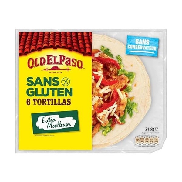 Old El Paso Tortillas Sans Gluten - 6 Lot de 6 tortillas 36 tortillas , Lemballage peut varier 
