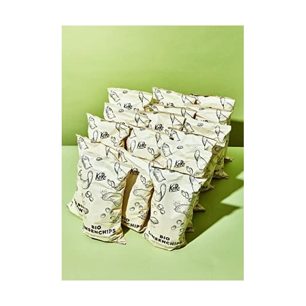KoRo - Chips de lentilles au sel marin - Bio et Vegan -16 x 100 g