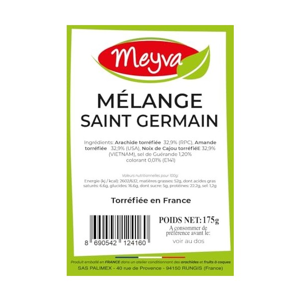 MEYVA Fruits Secs - Mélange Apéro Saint Germain - Assortiment snack grignotage - 12x175g
