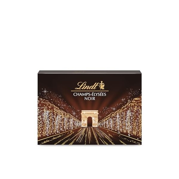 Lindt - Boîte CHAMPS-ÉLYSÉES Noir Intense - Assortiment de Chocolats Noirs de 45% à 85% de taux de cacao - Intense, Croustill