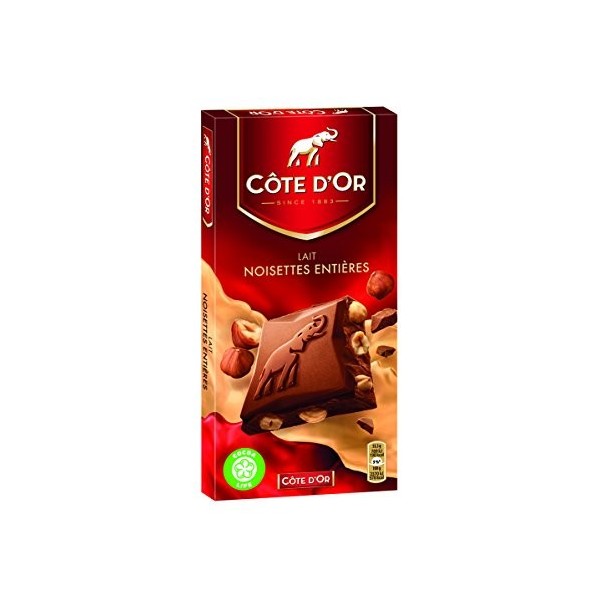 Côte dOr Tablette de Chocolat au Lait Noisettes 200 g - Lot de 7