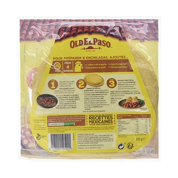 Old El Paso - 8 Tortilla de Mais 335g - Lot de 4
