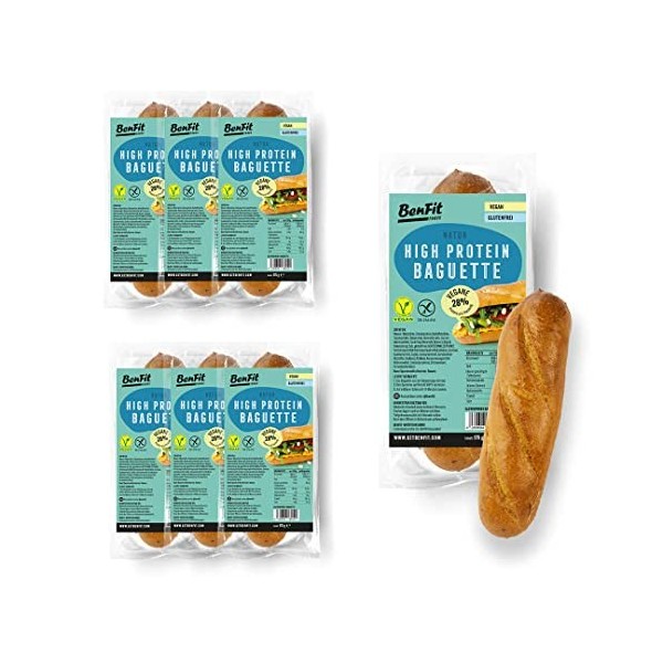 BenFit Lot de 10 baguettes protéinées à haute teneur en protéines, sans gluten et végétalien 10 x 175 g