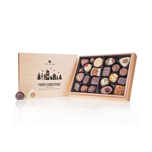 Coffret de chocolats LightPremiere-Noel | 20 Chocolats | Boite de chocolat de Noël | Assortiment pralinés | Homme | Femme | G
