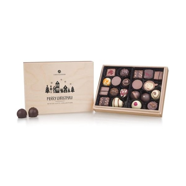 Coffret de chocolats LightPremiere-Noel | 20 Chocolats | Boite de chocolat de Noël | Assortiment pralinés | Homme | Femme | G