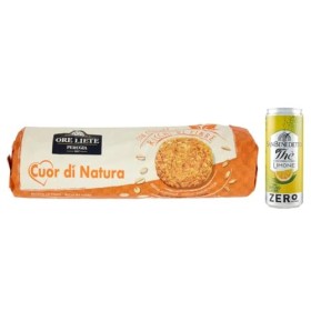 Ore Liete Cuor di Natura Biscotti con Cereali Lot de 12 biscuits avec céréales, farine complète et sans sucre ajouté, 250 g, 