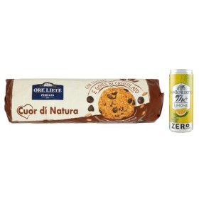 Ore Liete Cuor di Natura Biscotti Lot de 12 biscuits avec céréales et gouttes de chocolat, avec farine de grains entiers et s