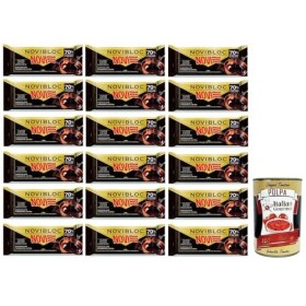 Novi Novibloc Cioccolato Lot de 18 tablettes à fondant au chocolat noir 70 % cacao 140 g + Polpa di Pomodoro Italian Gourmet 