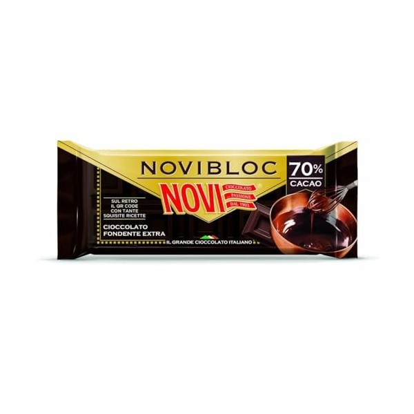 Novi Novibloc Cioccolato Lot de 18 tablettes à fondant au chocolat noir 70 % cacao 140 g + Polpa di Pomodoro Italian Gourmet 