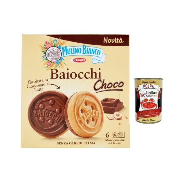 Mulino Bianco Baiocchi Choco Lot de 12 biscuits 144 g avec plateau de chocolat au lait et noisettes + polpa Italian Gourmet 4