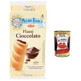 Mulino Bianco Flauti Lot de 12 collations au chocolat, gâteaux et collations sucrées pour entre les deux – 280 g + polpa ital