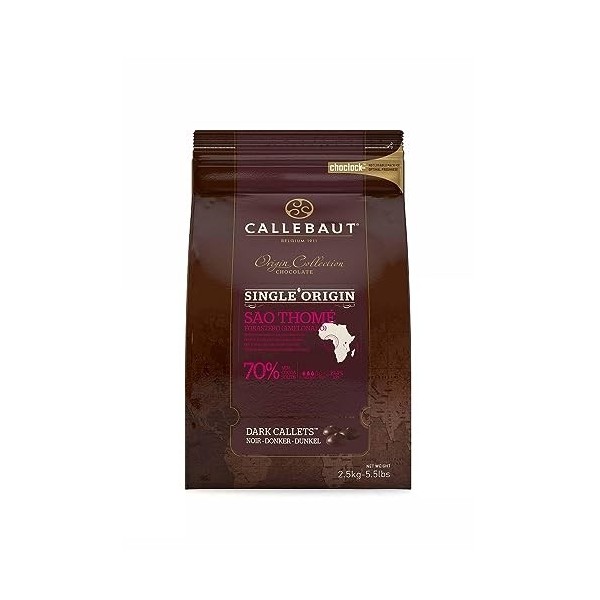 Callebaut Collection Origine - Sao Thomé 70% pépites de Chocolat Noir callets 2,5kg