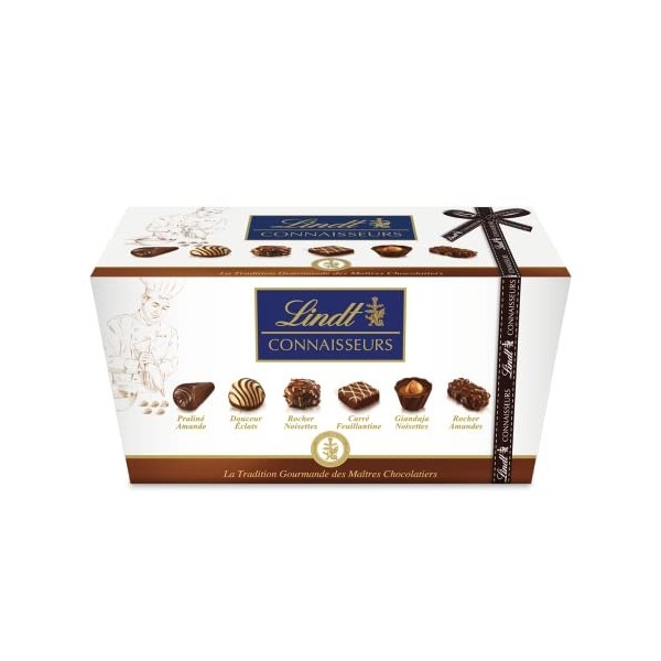 Lindt - Boîte de Chocolats CONNAISSEURS - Assortiment de Pralinés et Gianduja, 183g