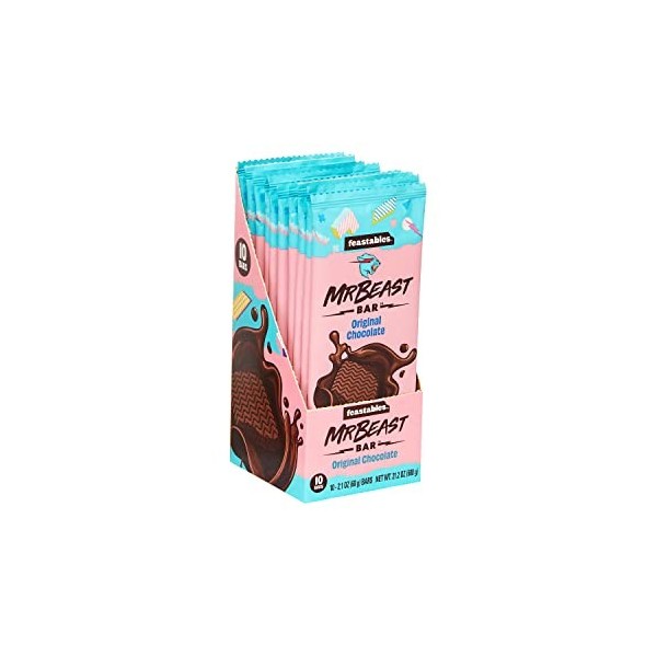 Feastables MrBeast Chocolate Bars/Barres de chocolat MrBeast de Feastables 10 x 60g Quinoa Crunch Chocolate - Pour les vr