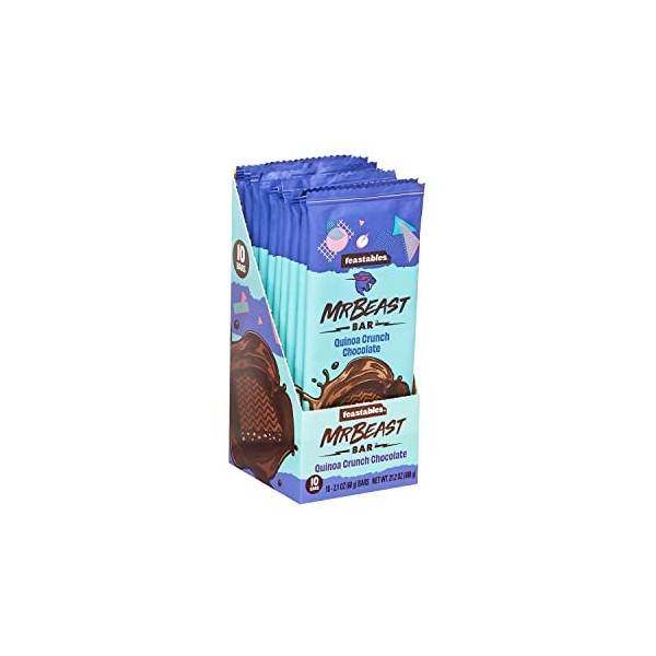 Feastables MrBeast Chocolate Bars/Barres de chocolat MrBeast de Feastables 10 x 60g Quinoa Crunch Chocolate - Pour les vr