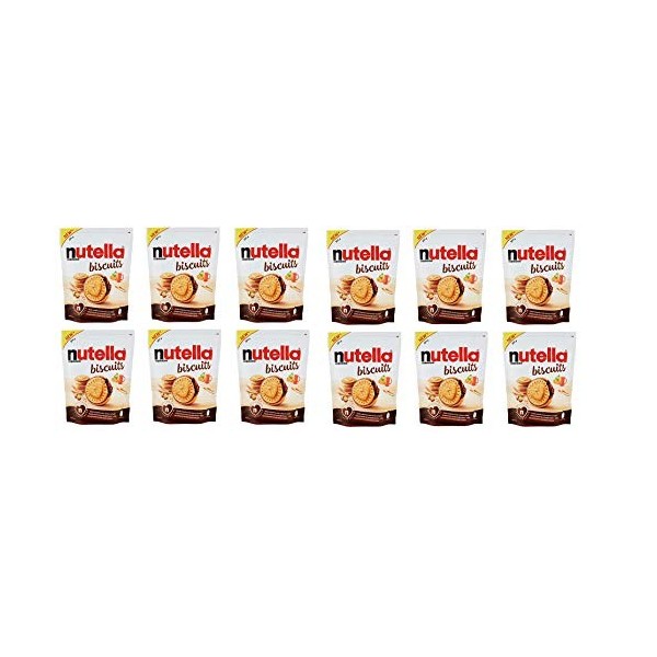 Lot de 12 biscuits Ferrero Nutella - Avec des biscuits remplis de Nutella - Avec de la crème aux noisettes - 304 g de biscuit