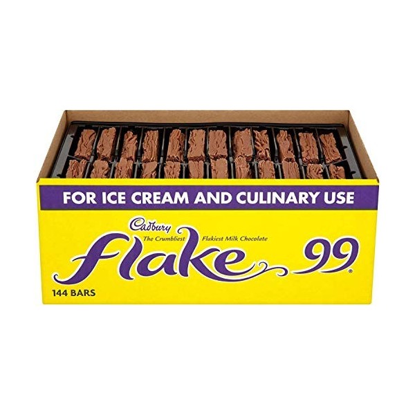 Cadbury Flake 99 Boîte de 144 barres de flocons pour crème glacée et usage culinaire