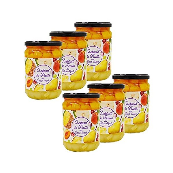 Lot 12x Cocktail de fruits au sirop léger - pot 560g