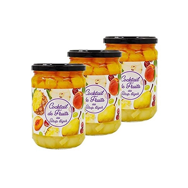 Lot 12x Cocktail de fruits au sirop léger - pot 560g