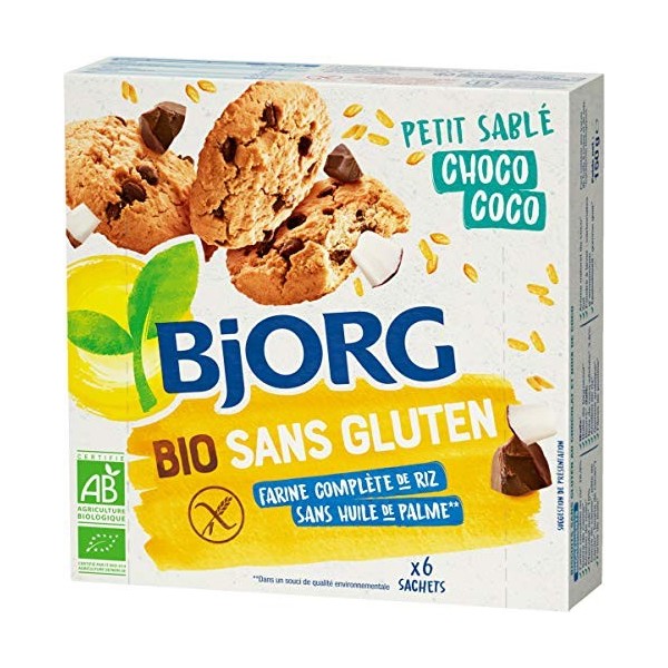 BJORG - Biscuits Petit Fourrés Goût Cacao - Bio et Sans Gluten - Farine Complète de Sarrasin - Sans Huile de Palme - Paquet d