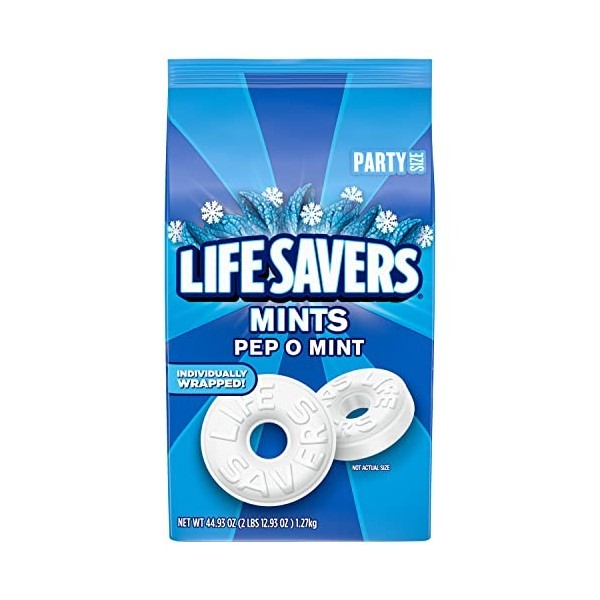 LIFE SAVERS Pep-O-Mint Breath Mint Bonbons durs en vrac Taille de fête Sac de 1273,7 g