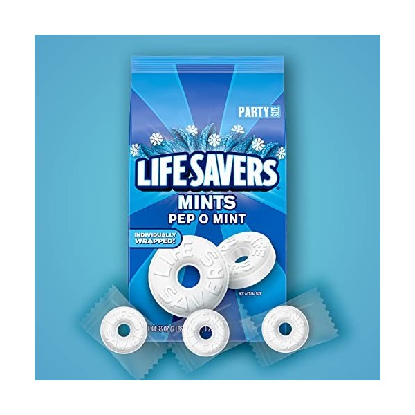 LIFE SAVERS Pep-O-Mint Breath Mint Bonbons durs en vrac Taille de fête Sac de 1273,7 g