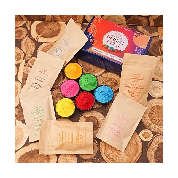 Red Carpet - Lot de 6 couleurs holi bio pour enfants - 480 g - 6 saveurs x 80 g - Cadeau sans danger pour la peau - Multicolo