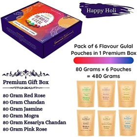 Red Carpet - Lot de 6 couleurs holi bio pour enfants - 480 g - 6 saveurs x 80 g - Cadeau sans danger pour la peau - Multicolo