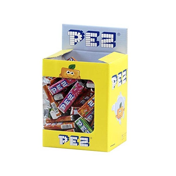 PEZ - Boîte de 100 Recharges de Bonbons Fruits - Vegan, Sans Colorants Artificiels, Gluten, OGM et Lactose - 5 Parfums - Form