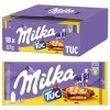 Milka Alpenmilch Schokolade & TUC Cracker 18 x 87g, Zartschmelzende Schokoladentafel mit gesalzenen Crackern