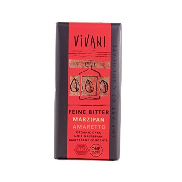 Vivani Organic Chocolate | Dark Marzipan Amaretto | 2 x 10 x 100g