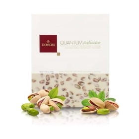 Domori® | Quantum Pistache Chocolat Blanc avec Pistaches entières Salées | Pistaches & Délicat Chocolat Blanc Maxi Tablette -