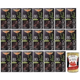 Novi Nero Intenso Lot de 20 boîtes de chocolat noir extra foncé, 80 % cacao intense, 75 g + Polpa di Pomodoro Italian Gourmet