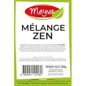 MEYVA Fruits Secs - Mélange Zen - Assortiment grignotage sain - 12x200g