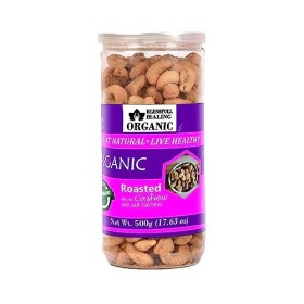 Blessfull Healing Noix de cajou entières grillées au sel de mer bio naturel, végétalien Kaju croquant 500 g