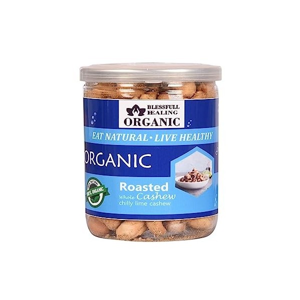 Blessfull Healing Noix de cajou entières grillées au citron vert bio naturel, végétalien croustillant Kaju 500 g