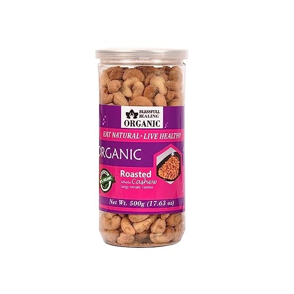 Blessfull Healing Bio Naturel, Vegan Tomate Piquante Rôtie Noix De Cajou Entières Croquantes Kaju 500 Grammes