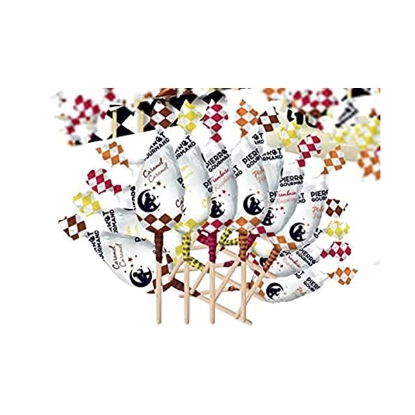 Recharge de 100 sucettes fers de lance assorties caramel & saveurs fruits