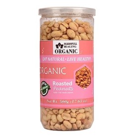 Blessfull Healing Biologique Naturel, Végétalien Chat Indien Masala Cacahuètes Grillées Croquantes Collations Saines 500 Gram