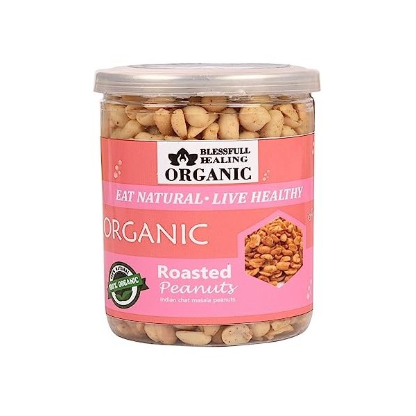 Blessfull Healing Biologique Naturel, Végétalien Chat Indien Masala Cacahuètes Grillées Croquantes Collations Saines 500 Gram