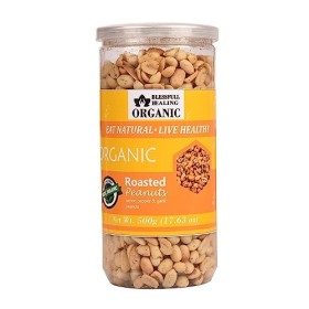 Blessfull Healing Biologique Naturel, Végétalien Citron Poivre et Ail Cacahuètes Grillées Croquantes Collations Saines 500 Gr