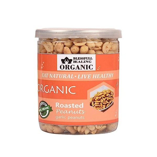 Blessfull Healing Biologique Naturel, Vegan Ail Grillé Cacahuètes Crunchy Healthy Snacks 500 Grammes