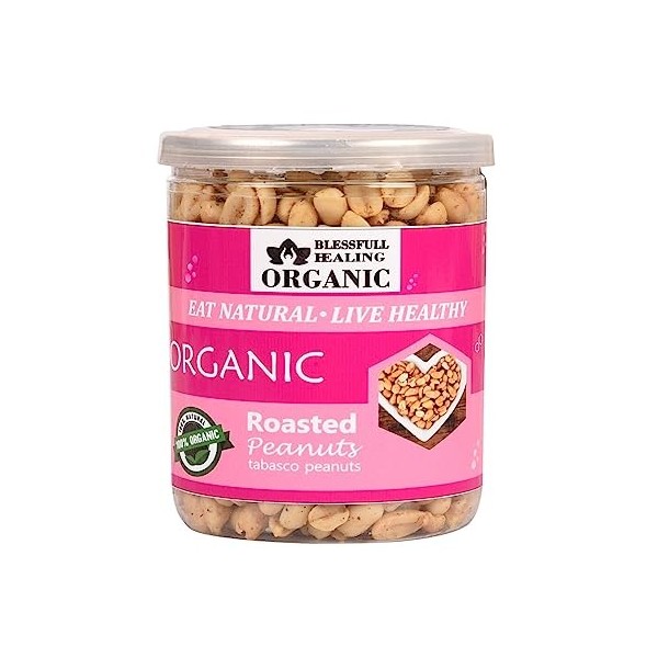 Blessfull Healing Biologique Naturel, Vegan Tabasco Cacahuètes Grillées Croquantes Collations Saines 500 Grammes