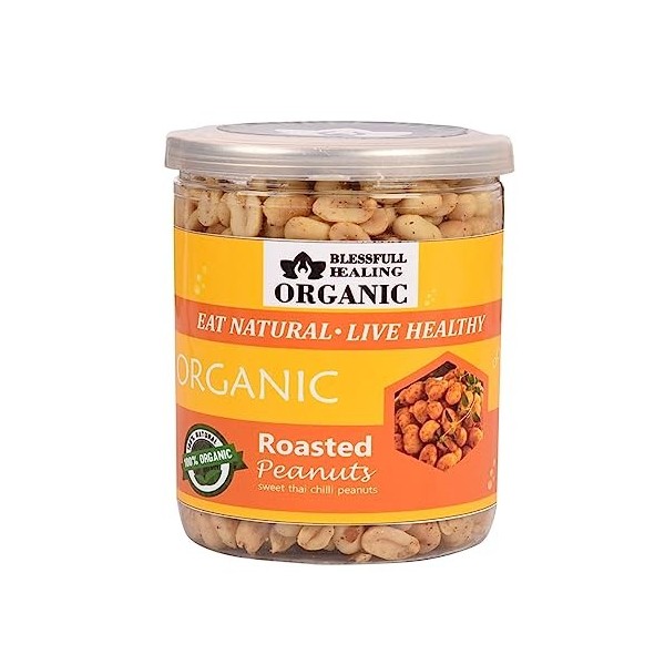 Blessfull Healing Biologique Naturel, Végétalien Doux Piment Thaïlandais Cacahuètes Grillées Croquantes Collations Saines 500