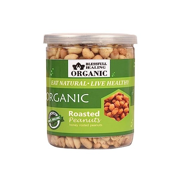 Blessfull Healing Biologique Naturel, Végétalien Cacahuètes Grillées au Miel Collations Saines Croquantes 500 Grammes